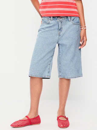 Baggy Crossover Jean Shorts for Girls | Old Navy (US)