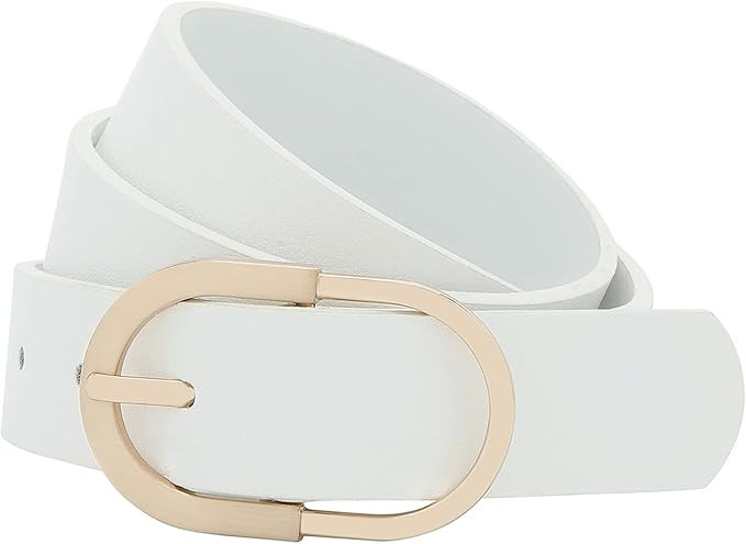 Womens Leather Waist Belts for Jeans Pants with Gold Buckle | Amazon (US)