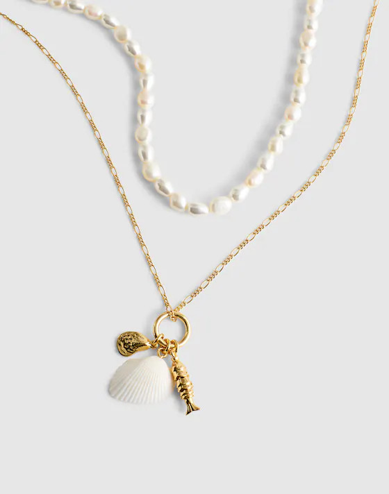 Madewell x Shopbop Beaded Shell Necklace Set | Madewell