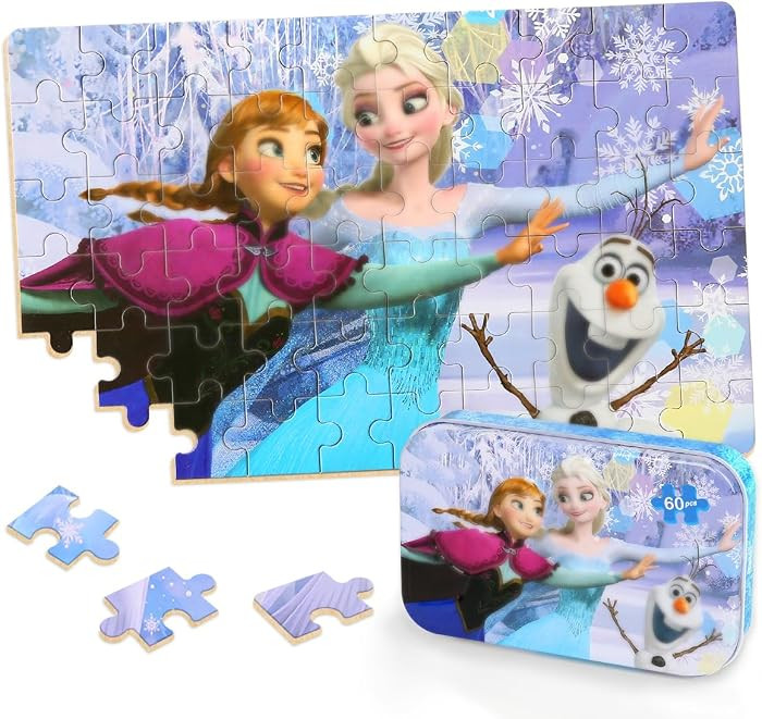 Puzzles for Kids Ages 4-8,Kids Puzzls in a Metal Box,Winter Princess Snowman Small Puzles,Kid Boy... | Amazon (US)
