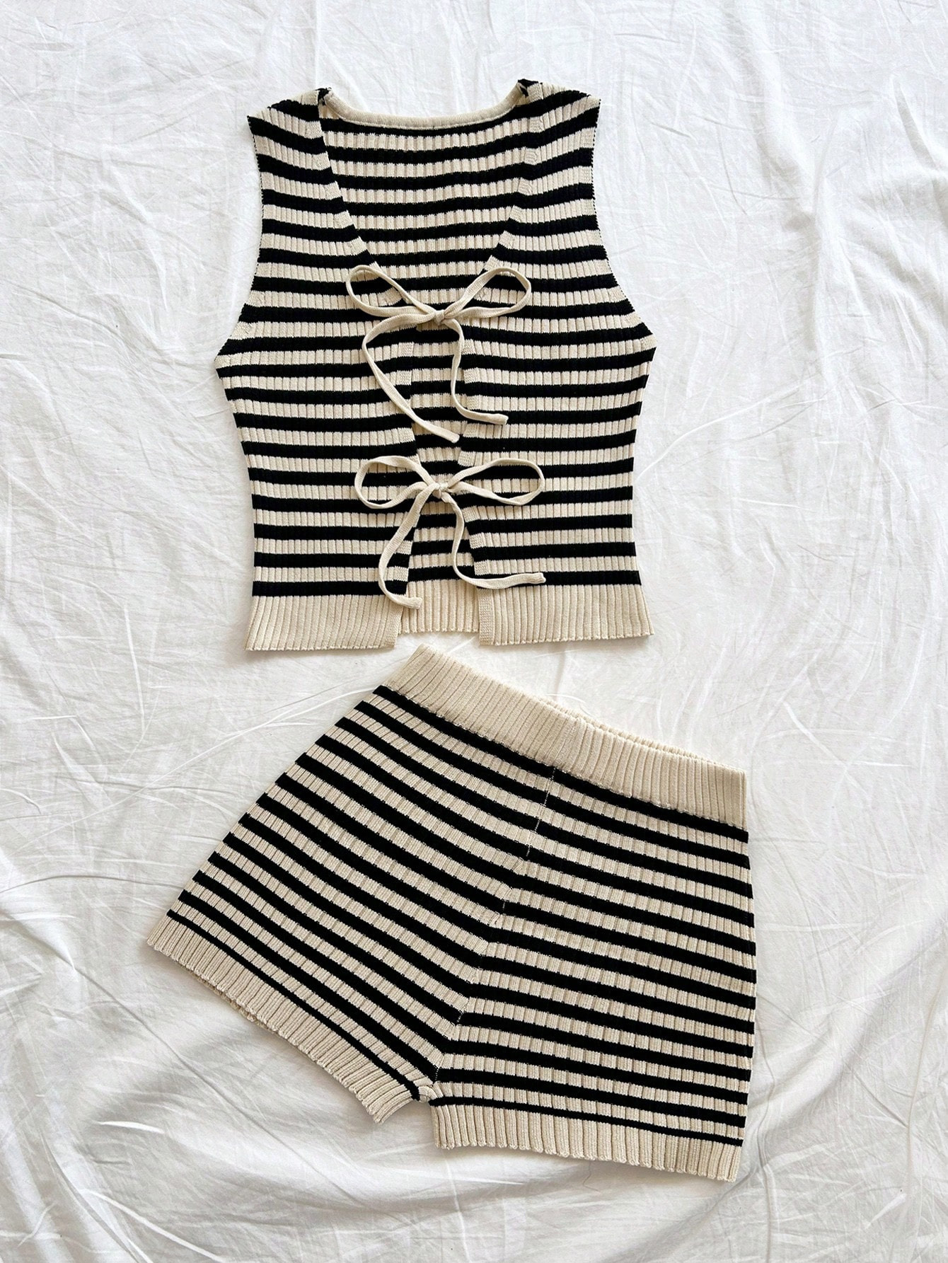 summer outfit inspo cream and black stripe tie front top and shorts 

 #LTKSummerEdit #LTKFindsUnder100 #LTKStyleTip