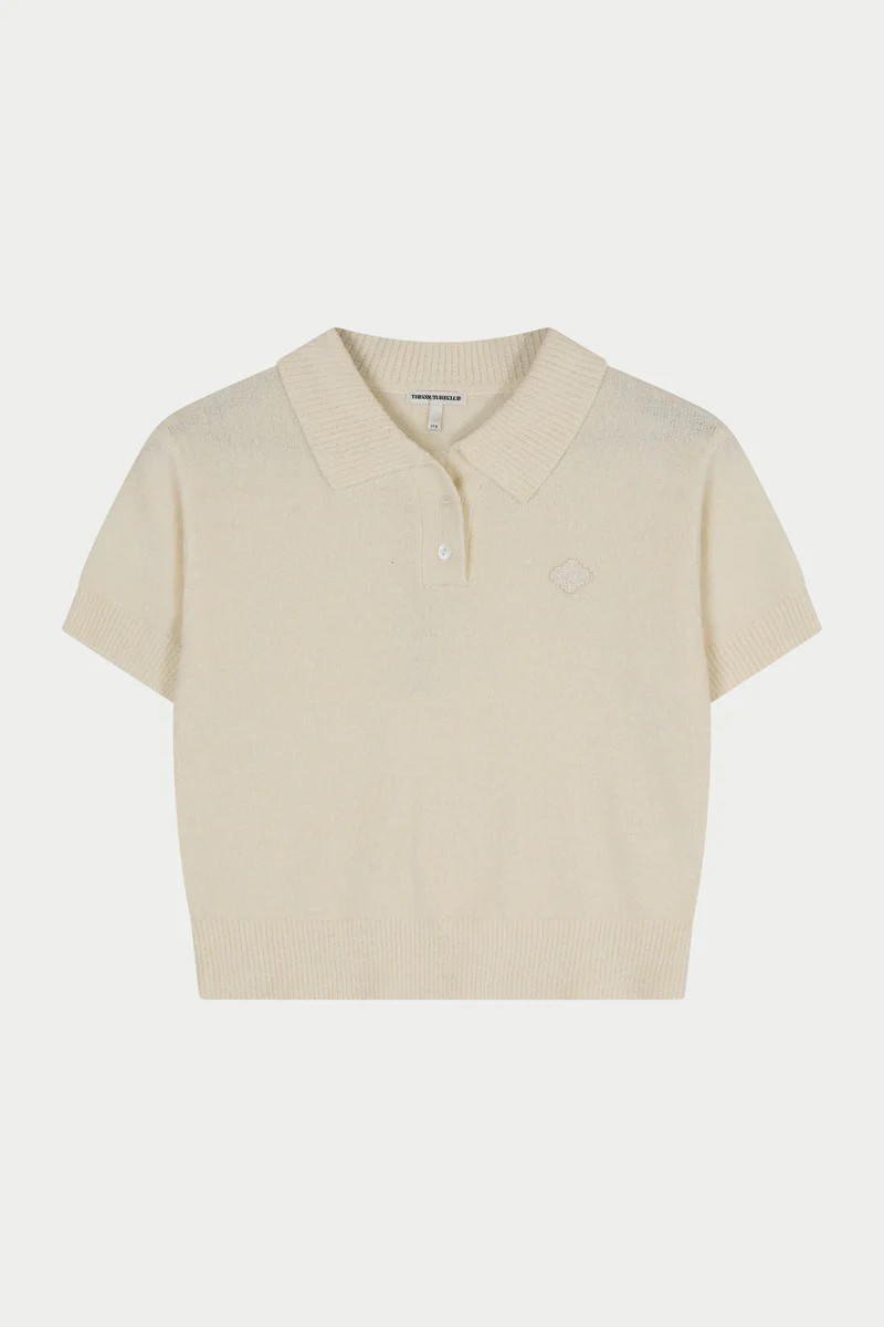 TOWELLING OPEN COLLAR T-SHIRT - WHITE | The Couture Club