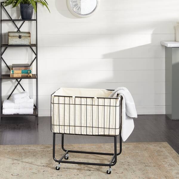 Black Metal Contemporary Storage Cart 26 x 24 x 16 - Overstock - 32134098 | Bed Bath & Beyond