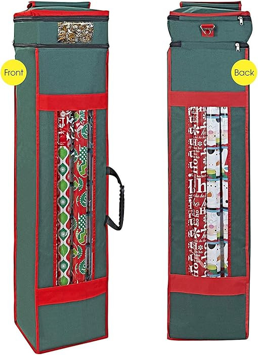 ProPik Christmas Wrapping Paper Storage Organizer Bag with Pocket and Handles Including Hanging L... | Amazon (US)