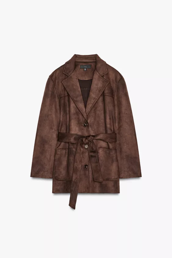 BELTED FAUX SUEDE JACKET | Zara US