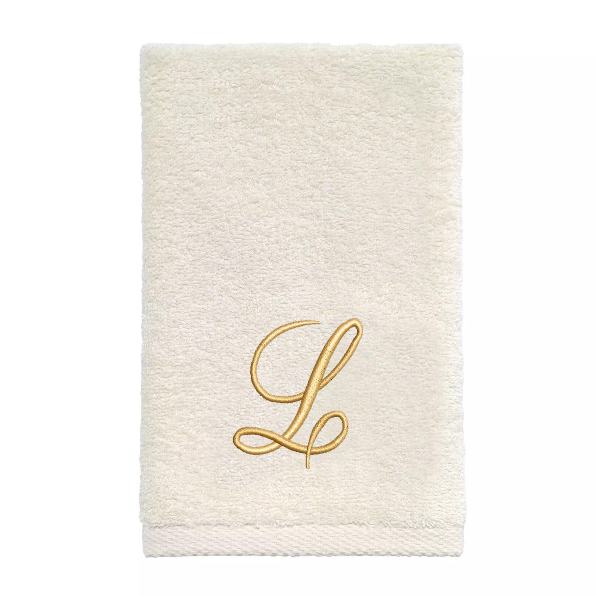 Avanti Premier Ivory/Gold Script Monogram Fingertip Towel | Kohl's