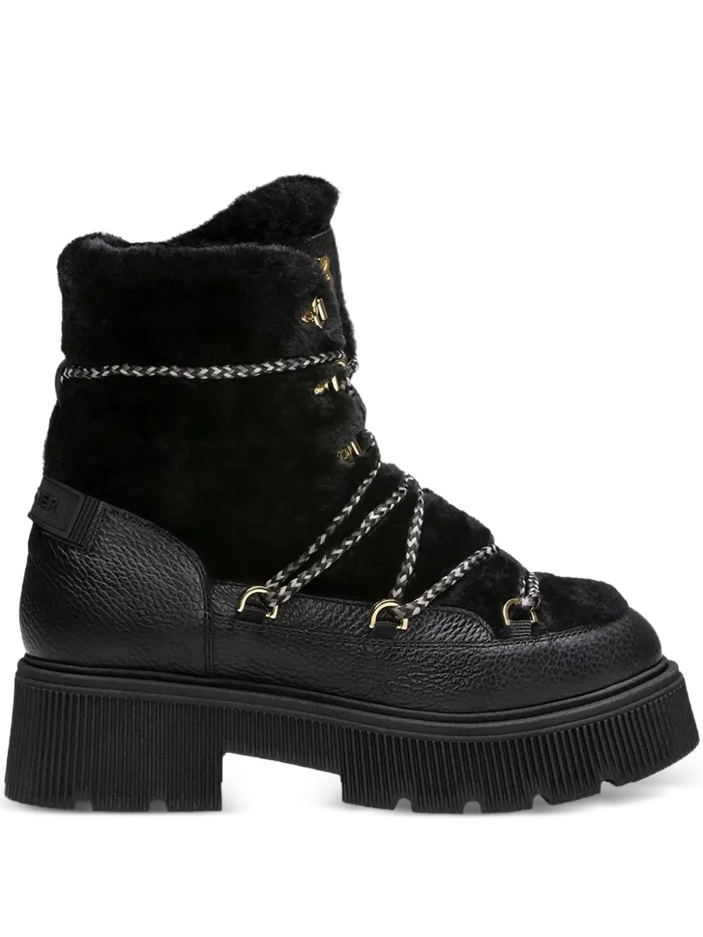 BOGNER fur trim lace-up boots - Black | Farfetch Global