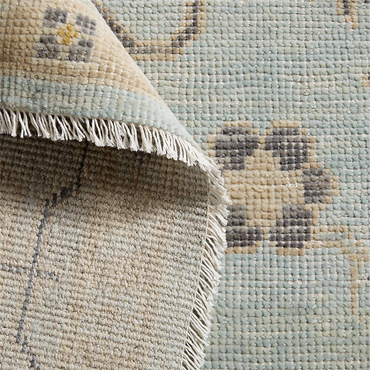 Lisse Wool Traditional Hand-Knotted Blue Area Rug 10'x14' | Crate & Barrel | Crate & Barrel