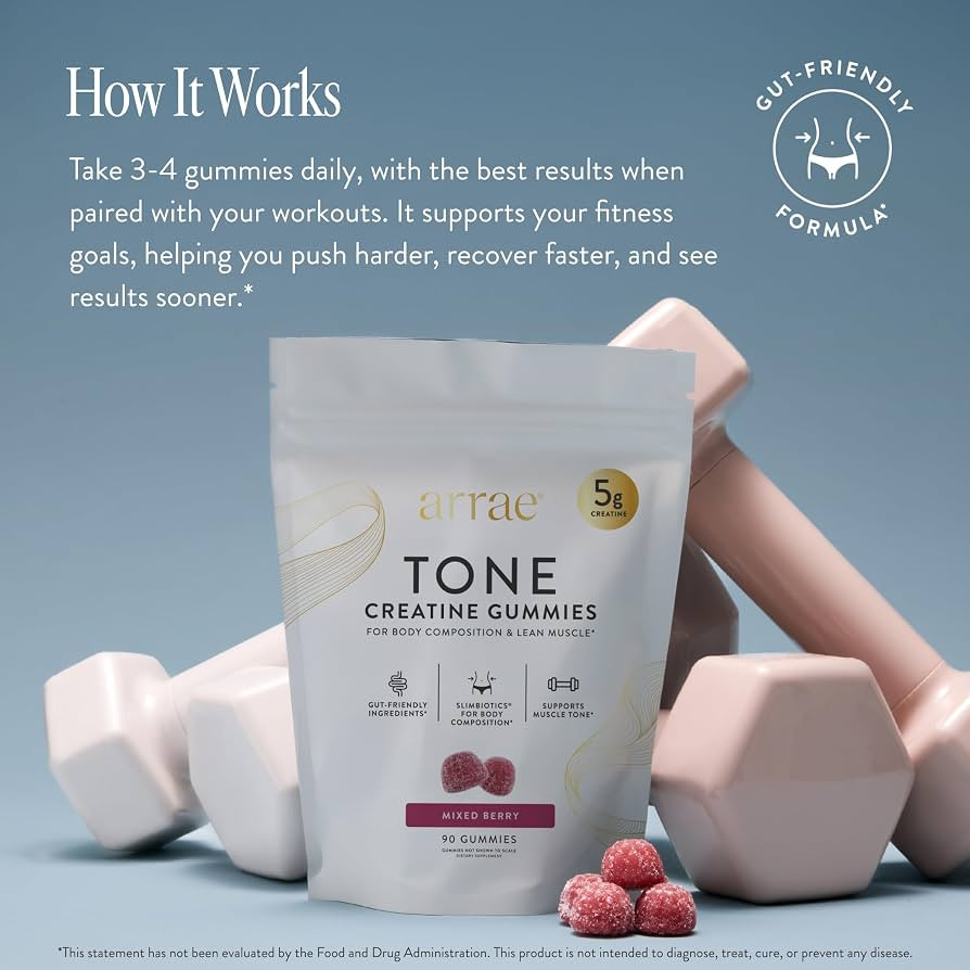 Arrae Tone Gummies \u2013 Creatine Monohydrate 5g for Women \u2013 Support Lean Muscle, Strength ... | Amazon (US)
