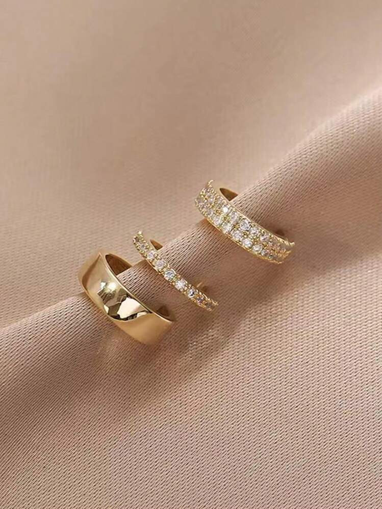 3pcs Delicate And Simple High-End No Piercing Ear Cuff Set | SHEIN