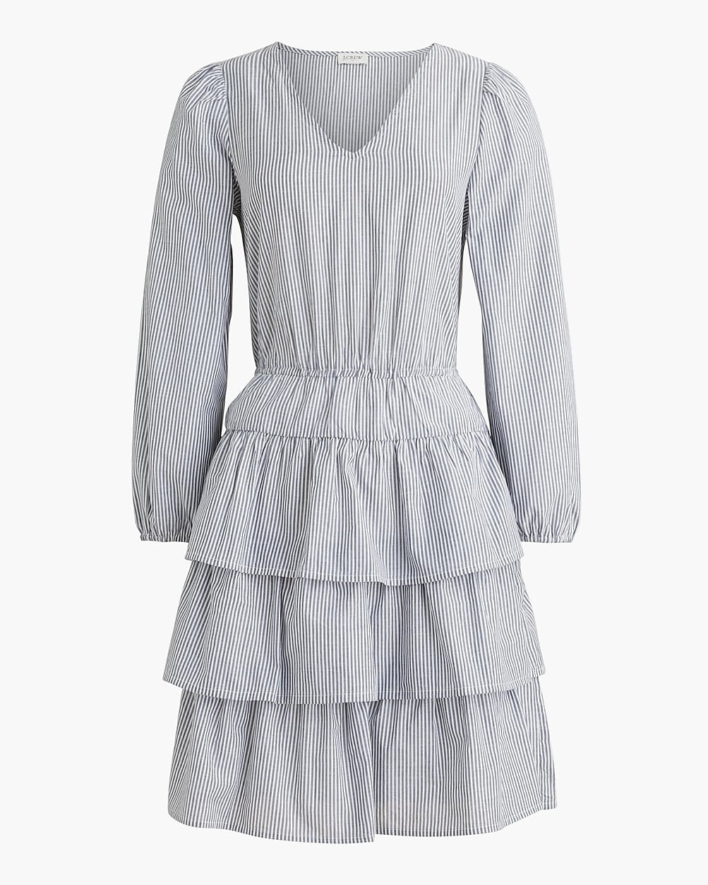 Striped long-sleeve tiered mini dress | J.Crew Factory