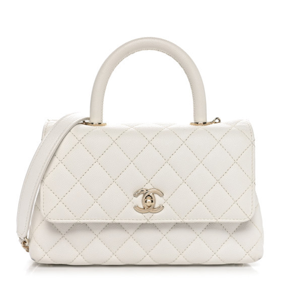 Caviar Quilted Mini Coco Handle Flap White | FASHIONPHILE (US)