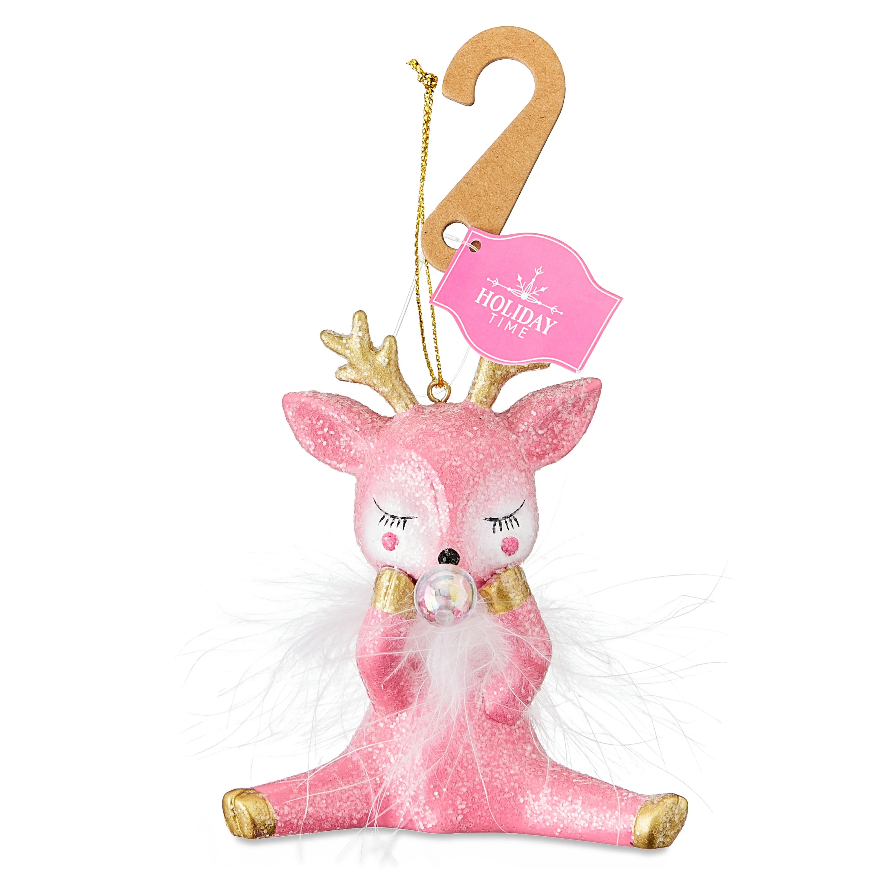 Pink Reindeer Christmas Ornament, Sassy Santa Theme, 4.3", by Holiday Time | Walmart (US)