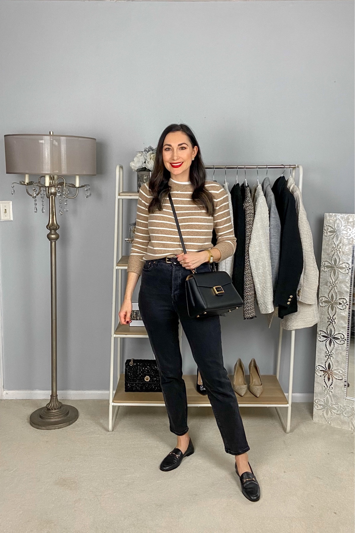 Neutral fall outfit 🤎🖤

Tan and white striped sweater size small, TTS
Black high rise jeans size 4, TTS
Black loafers size 6.5, size down half to full size 

Thanksgiving outfit 
Fall outfits 
Neutral outfit 
Casual outfit 
Smart casual 

#LTKshoecrush #LTKSeasonal #LTKstyletip