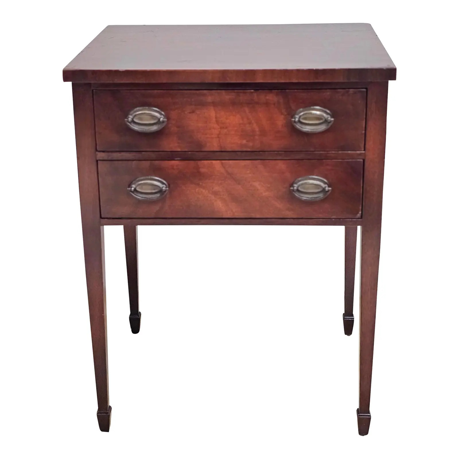 1940s Handley Johnson Handley Federal Mahogany Two-Drawer Side Table | Chairish