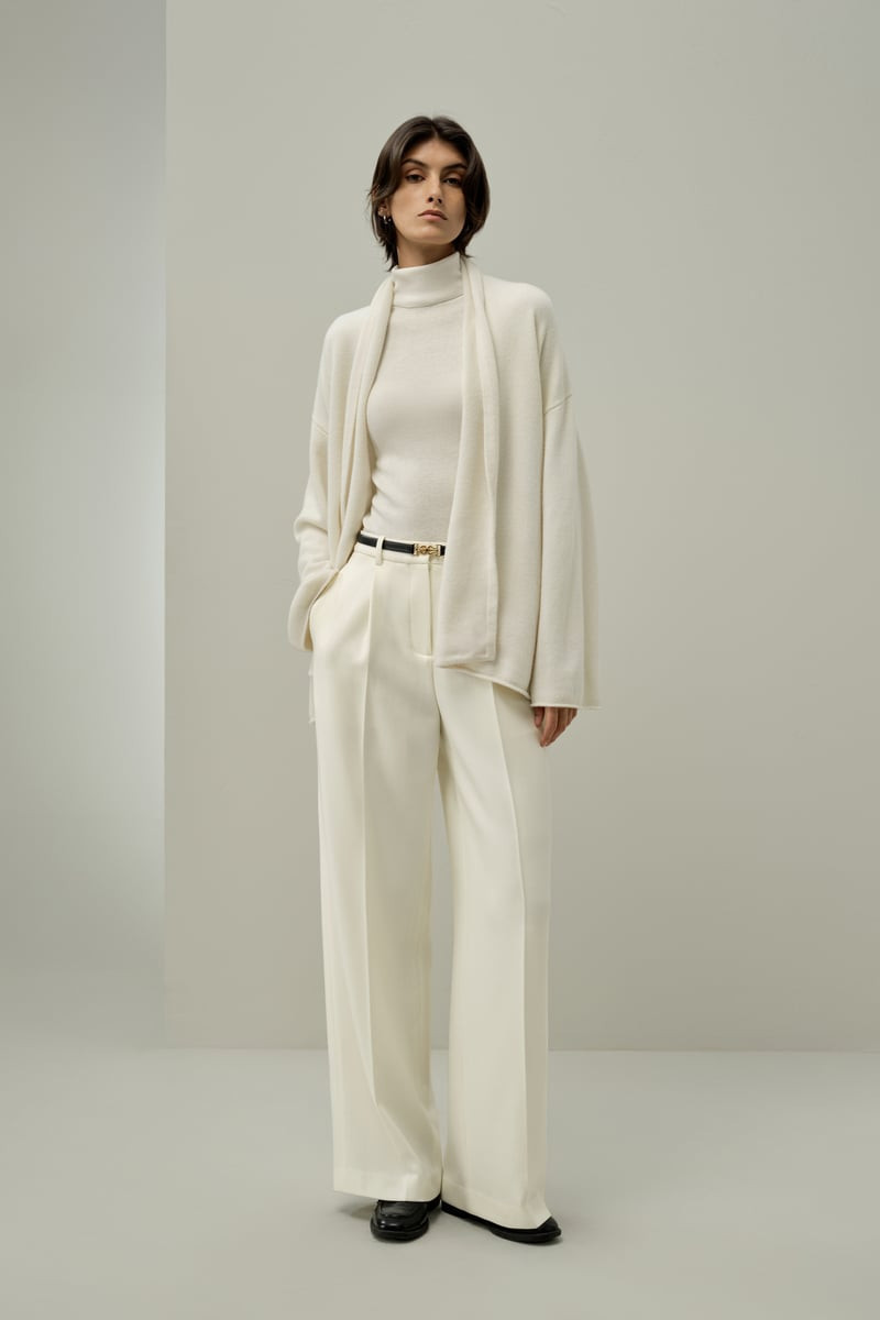 LILYSILK Women's Quiet Luxury Pure Cashmere Kimono Wrap Cardigan in White, XS | LILYSILK