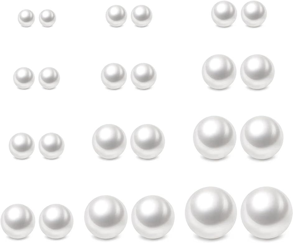 Charisma 4-12mm Composite Pearl Earrings Round Ball Pearls Stud Earrings Hypoallergenic 5 Pairs M... | Amazon (US)