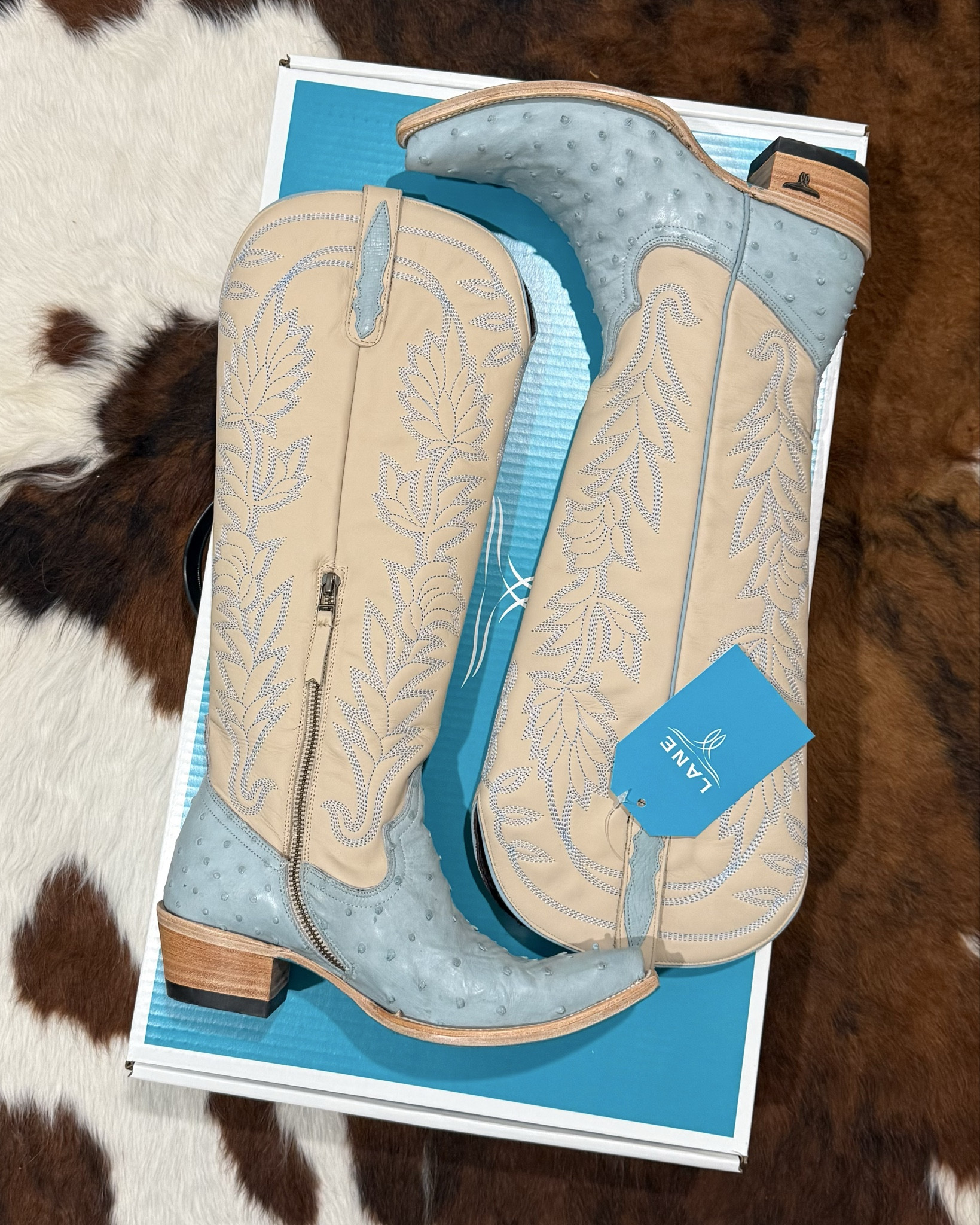 the NEW blue ostrich from lane boots! use code MACKENZIE10 to save 🩵

#LTKSeasonal #LTKStyleTip #LTKShoeCrush