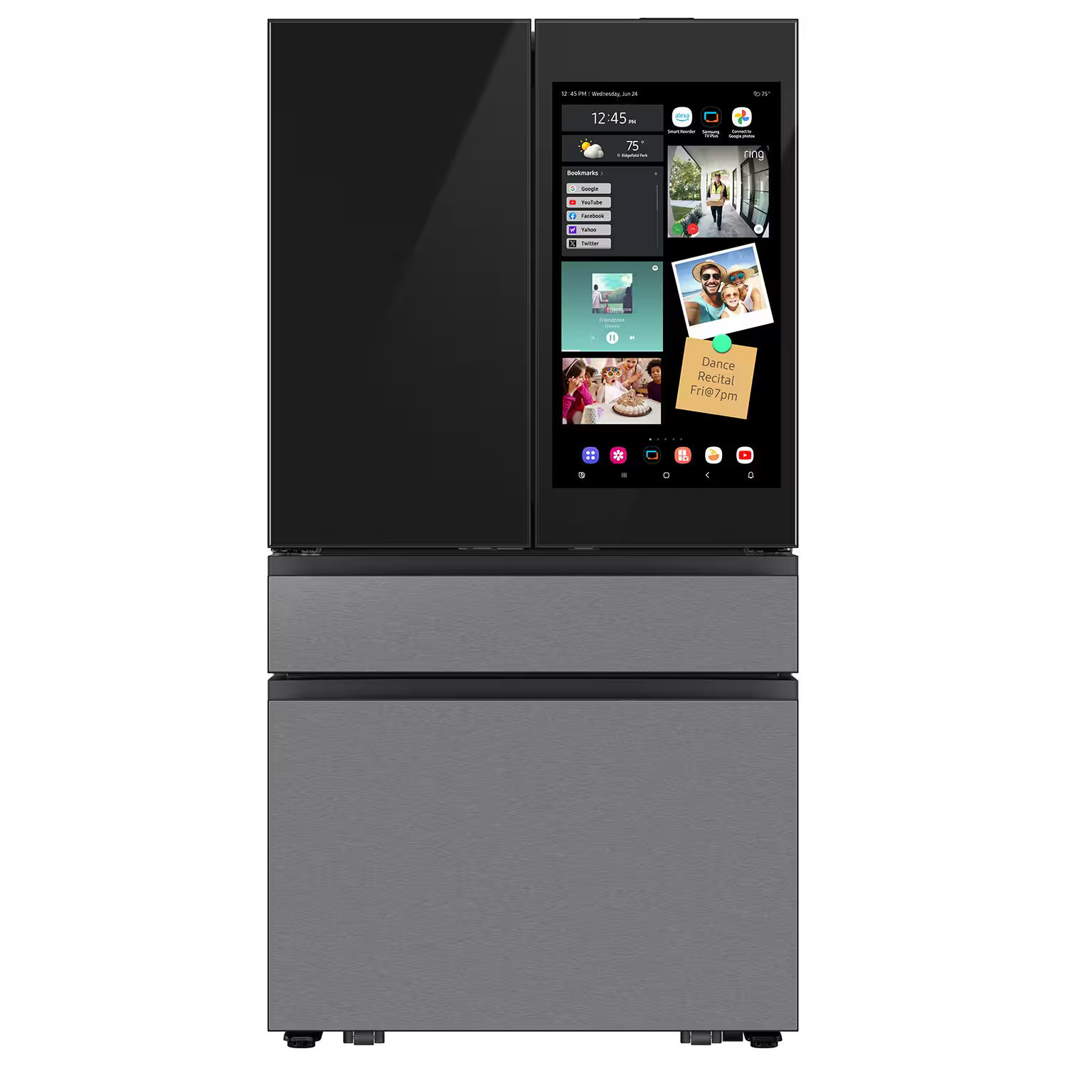 Samsung - Bespoke 29 cu. ft. 4-Door French Door Refrigerator with AI Family Hub+ - Charcoal Glass & Stainless Steel | Best Buy U.S.