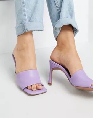 ASOS DESIGN Hattie mid-heeled mule sandals in lilac | ASOS (Global)