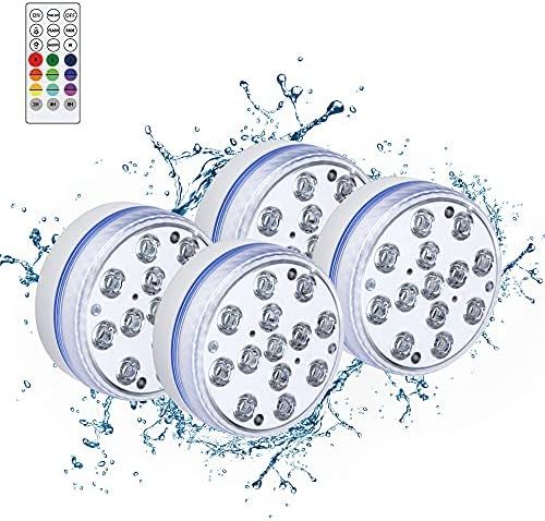 HueLiv Submersible Pool Lights Waterproof - 4 Pack LED Underwater Lights with Remote 16 RGB Color... | Amazon (US)