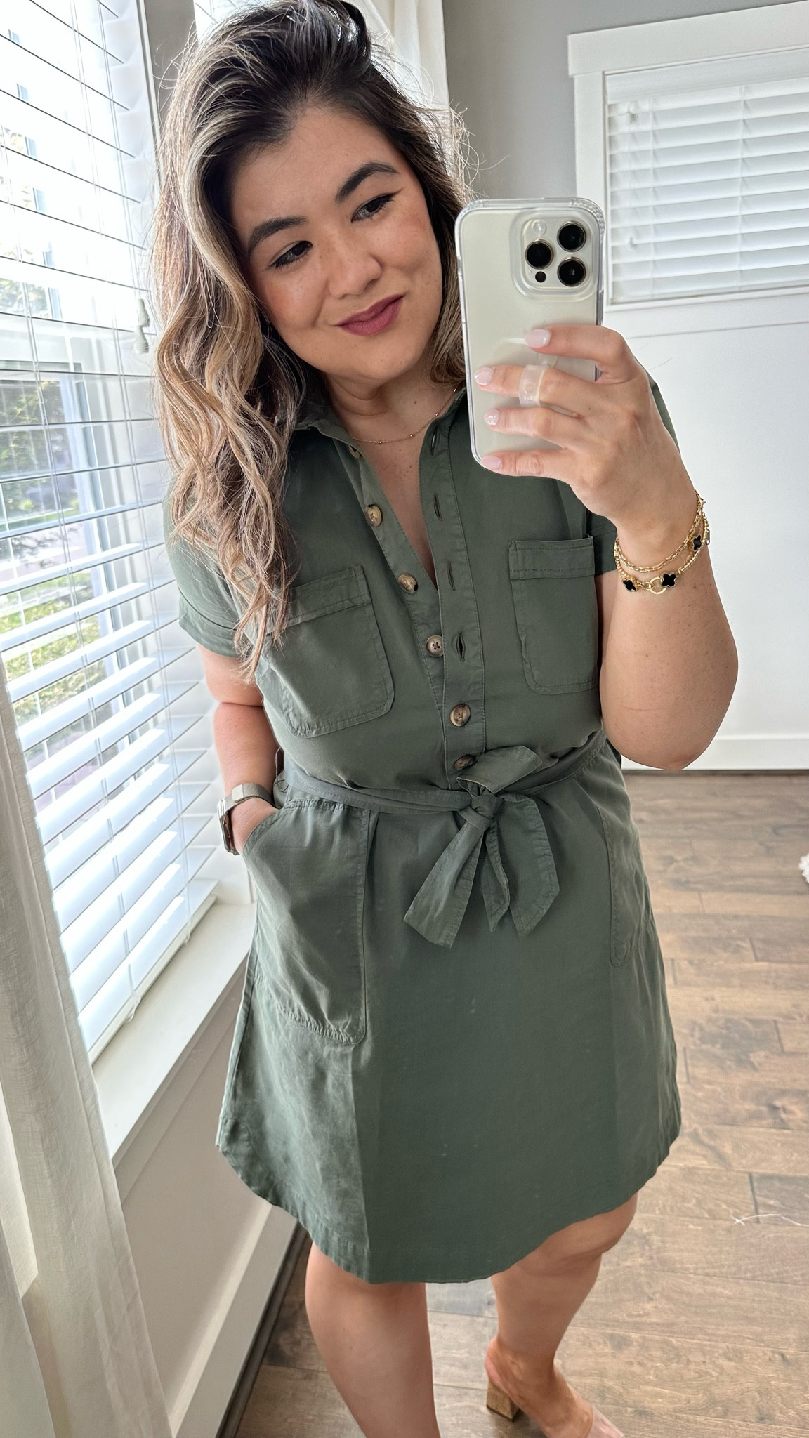 loft shirt dress Women's T XS Floral Ruched Sleeves Multicolor Point collar itscmclaire on LTK