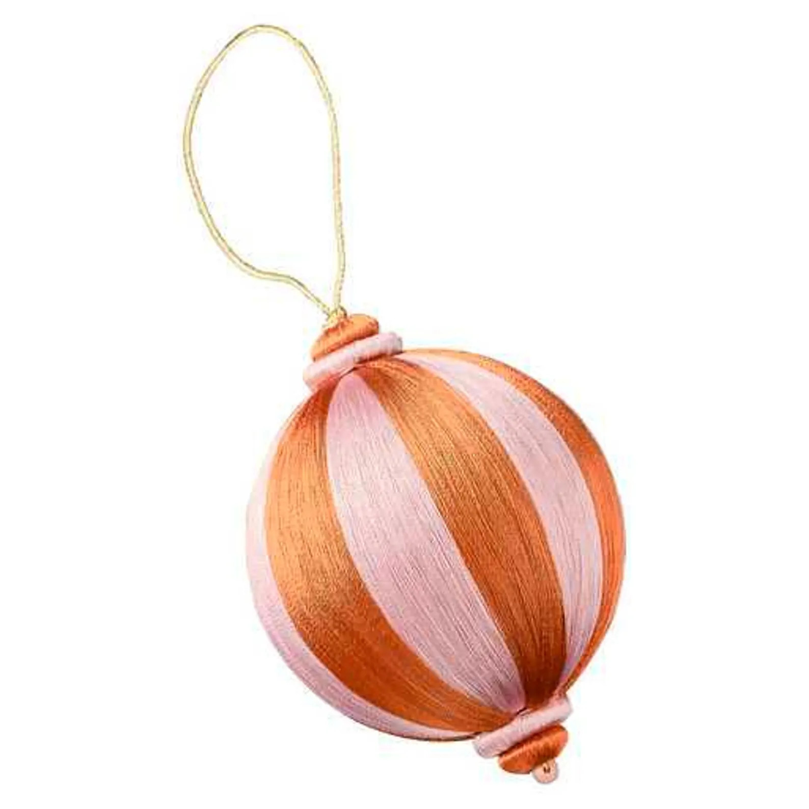 Satin Christmas Tree Hanging Decoration Pink and Orange Striped Satin Christmas Bauble Individual... | Etsy (US)