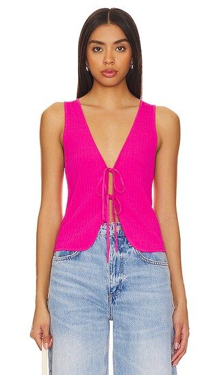 Time Out Tie Top in Pink Rib Knit | Revolve Clothing (Global)