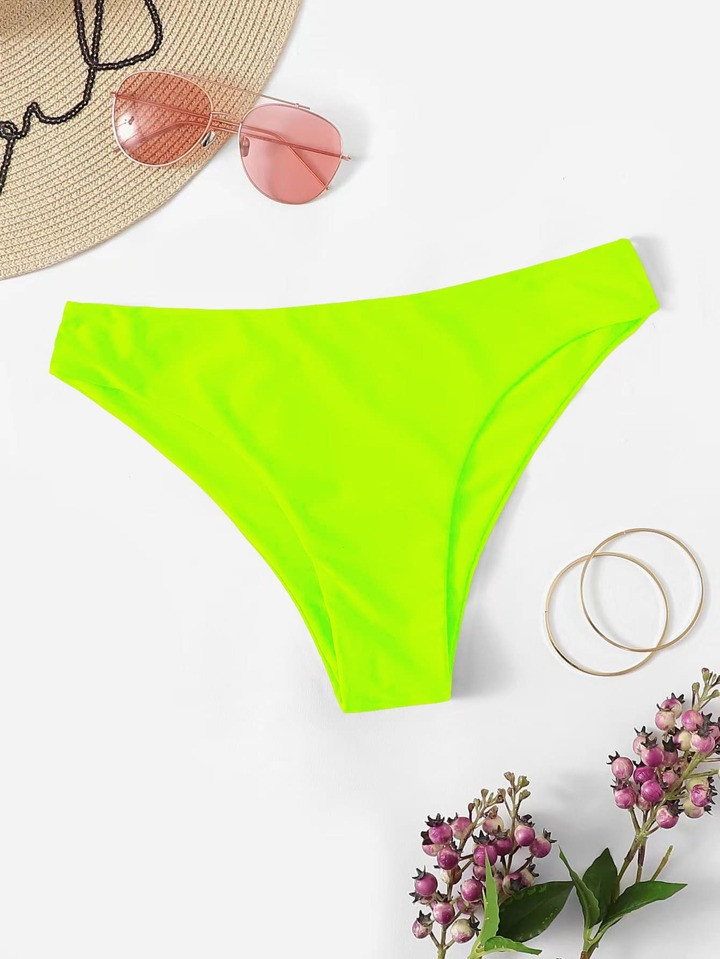 SHEIN Swim Summer Beach Solid Neon Bikini Bottom, Swimming Panty Bathing Suit | SHEIN
