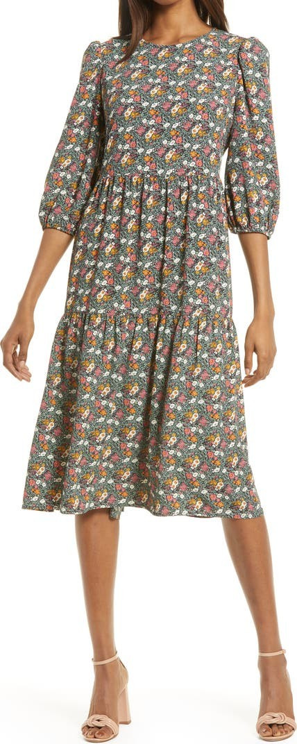 Floral Tie Back Midi Dress | Nordstrom | Nordstrom