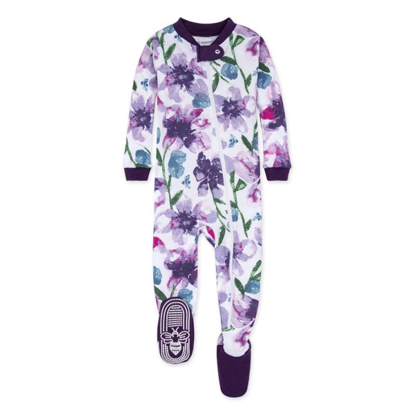 Watercolor Daylily Organic Cotton Snug Fit Footed Sleeper | Burts Bees Baby