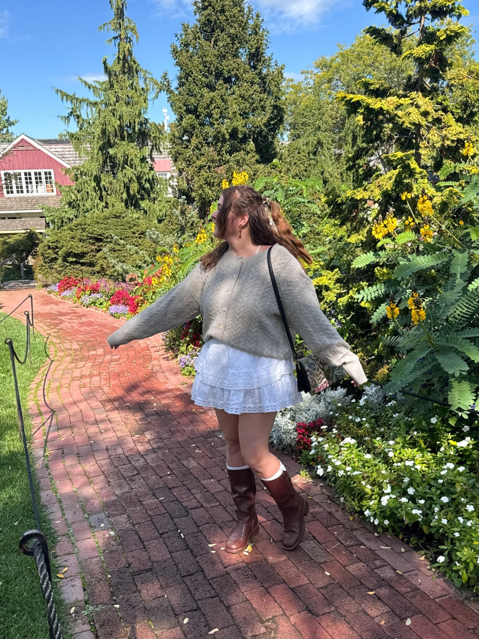 I have been looking for a taupe button up sweater and I finally found the perfect one!!

I went up a size for a more oversized fit.

White ruffle Lace shorts are old, but found a similar pair

My brown leather boots are $50 from target and run true to size! I have a wide calf and these fit great

#LTKootd #LTKSeasonal #LTKSaleAlert