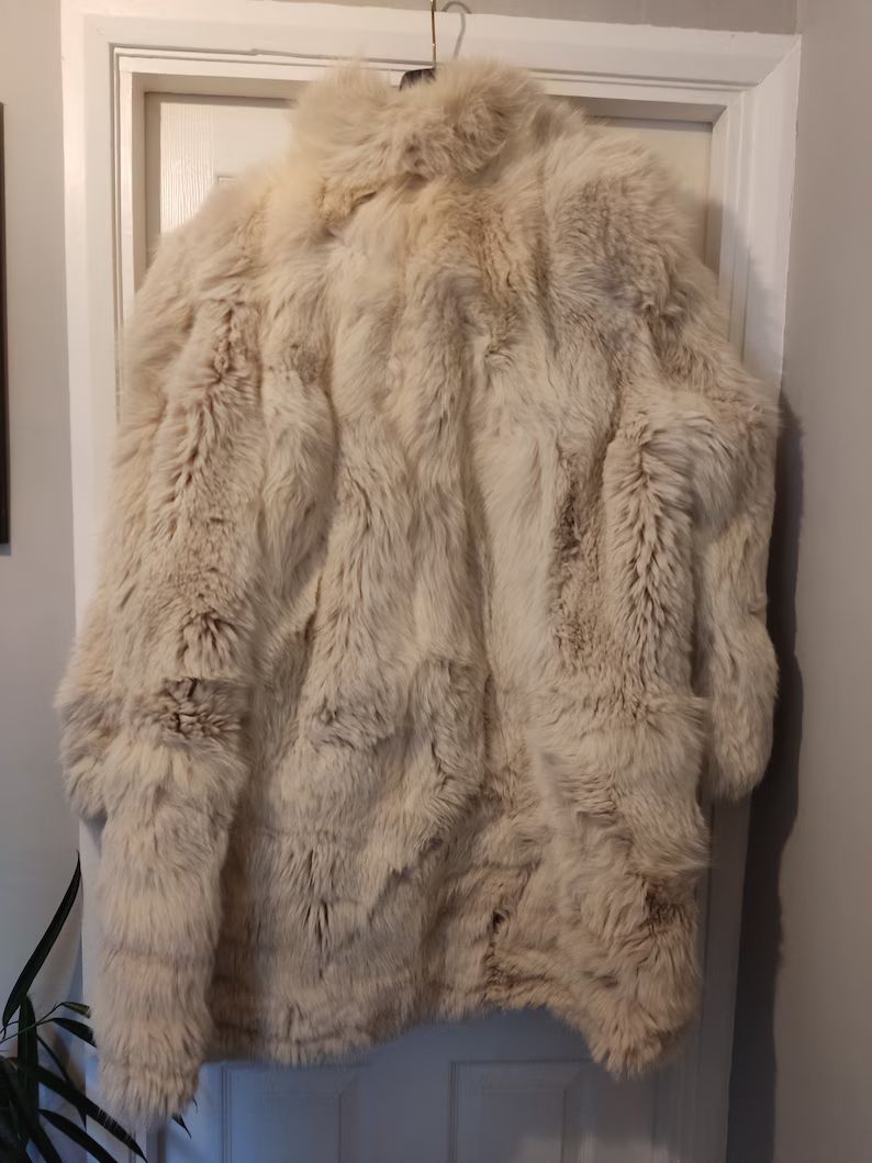 Huge White / Shadow / Arctic Fox Real Full Pelt Fur Coat / Jacket Size Large / 12 16 - Etsy | Etsy (US)
