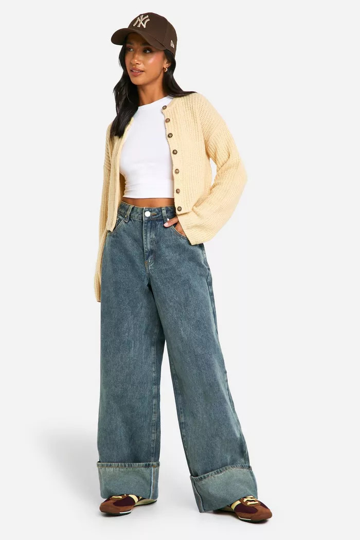 Petite Crew Neck Soft Knit Micro Cardigan | Boohoo.com (UK & IE)