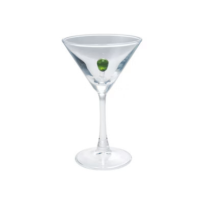 Storied Home 6-Ounce Stemmed Martini Glass with Olive Inside, Green and Red | Target