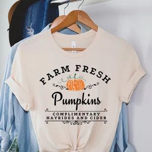 Farm Fresh Pumpkin Shirt Fall Shirts for Women Thanksgiving - Etsy | Etsy (US)