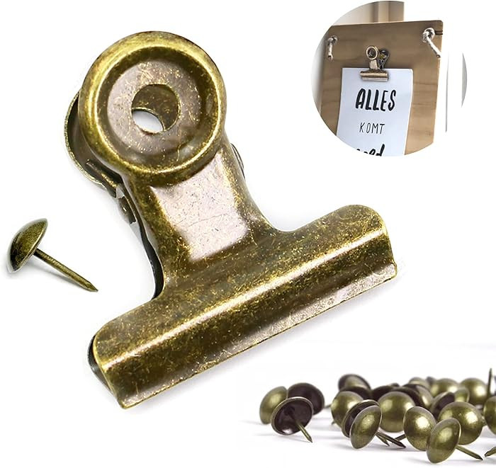 Bulldog Clips with Hole for Push-pin, Paper File Clips with Strong Spring, Small Metal Binder Cli... | Amazon (US)