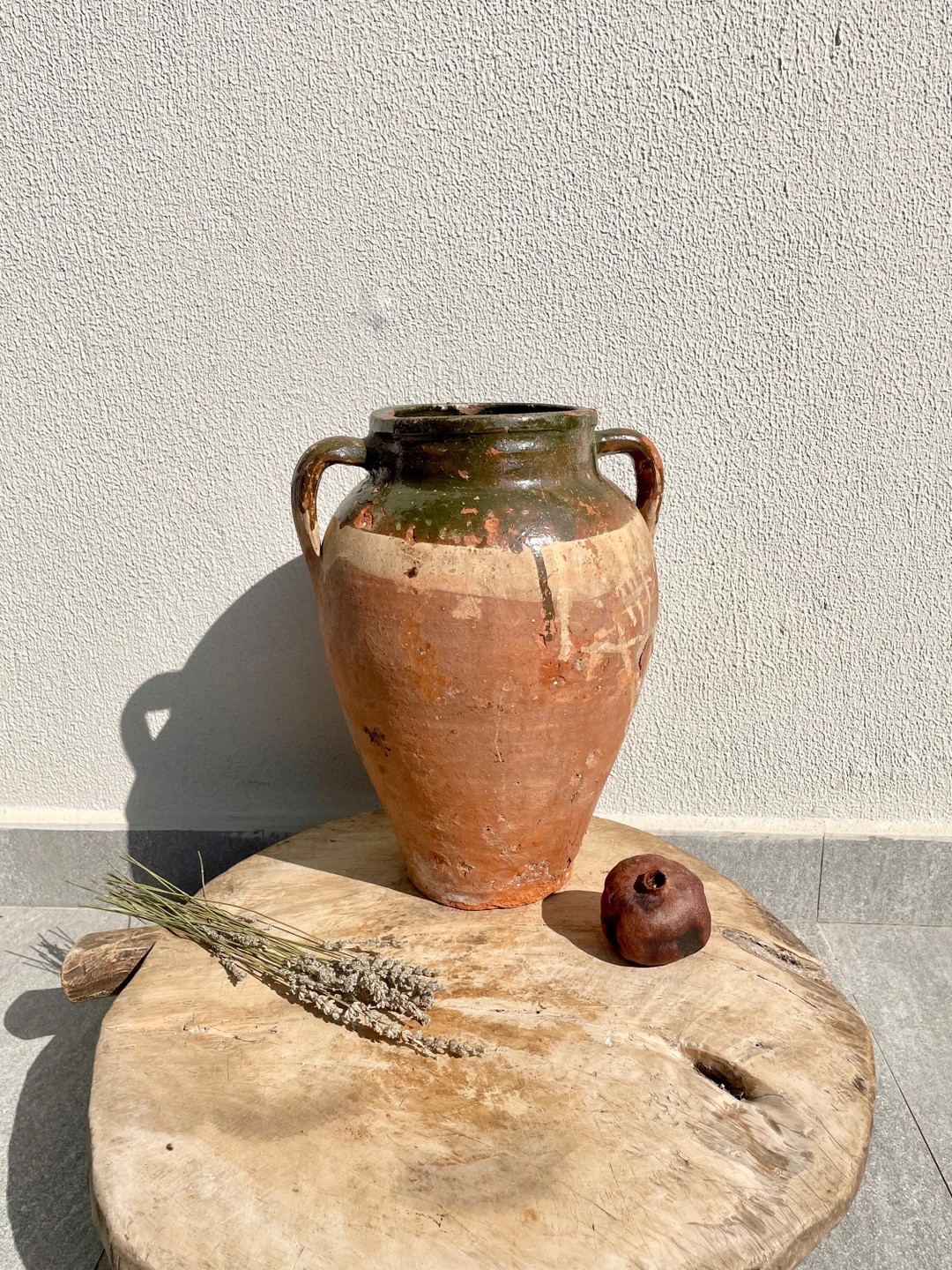 Large Antique Vase, Green Terracotta Vase, Pottery vase, Green Glazed Vase, Antique Clay Pot, Rus... | Etsy (US)