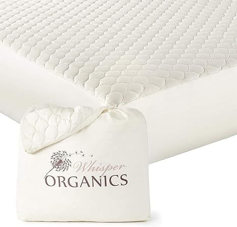 Whisper Organics, 100% Organic Cotton Mattress Protector - Breathable Cooling Quilted Fitted Matt... | Amazon (US)