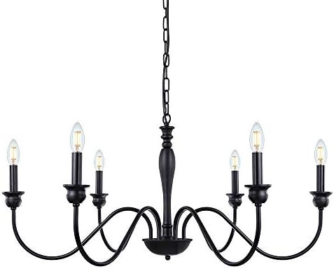 Wellmet 6-Light Farmhouse Chandelier 38 Inch, Farmhouse Light Fixture for Dining Room, Rustic Ind... | Amazon (US)