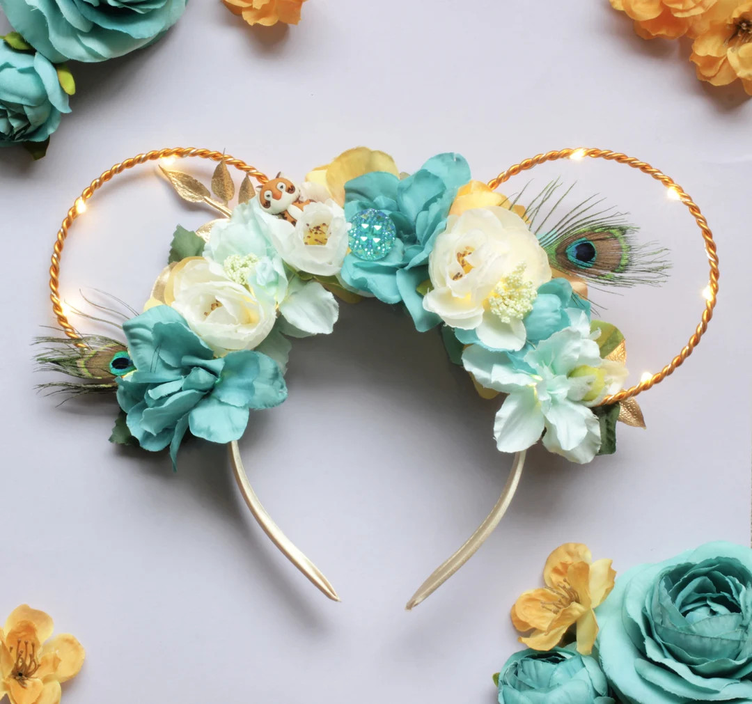 Floral Jasmine Ears, Aladdin Mickey Ears, Princess Jasmine Ears, Floral Minnie Ears, Wire Mouse E... | Etsy (US)