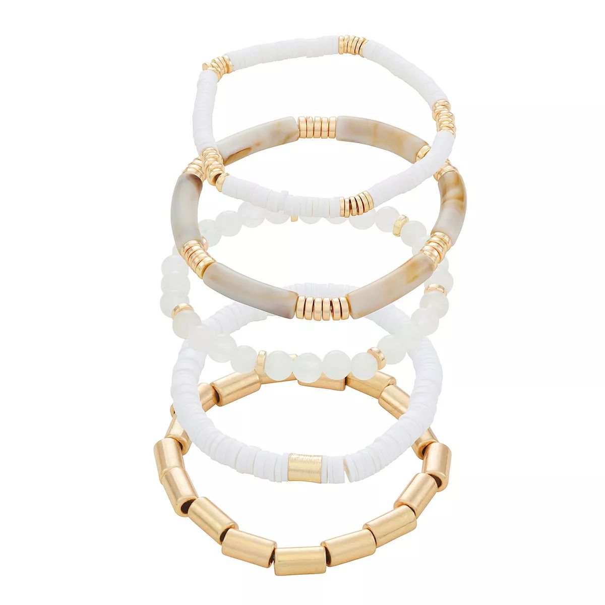Sonoma Goods For Life® Gold Tone Mixed Media 5-Piece Beaded Stretch Bracelets Set | Kohl's