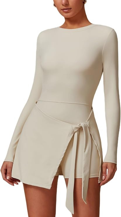 ABOCIW Womens High Neck Tennis Dress Sleeveless Wrap Skirt Built in Shorts Golf Athletic Dress Wo... | Amazon (US)