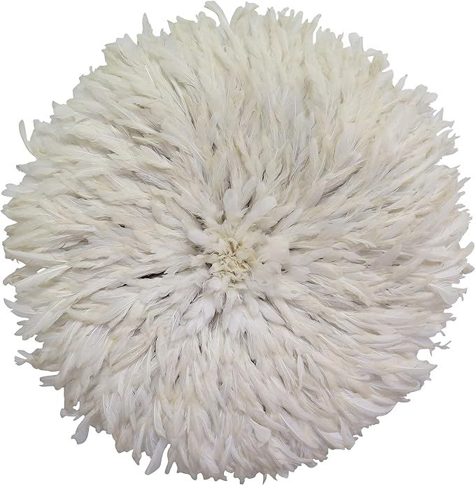Old World Shoppe Large White - Cream Juju Hat - Wall Decor Feather Artifact - Approx 31" Diameter | Amazon (US)