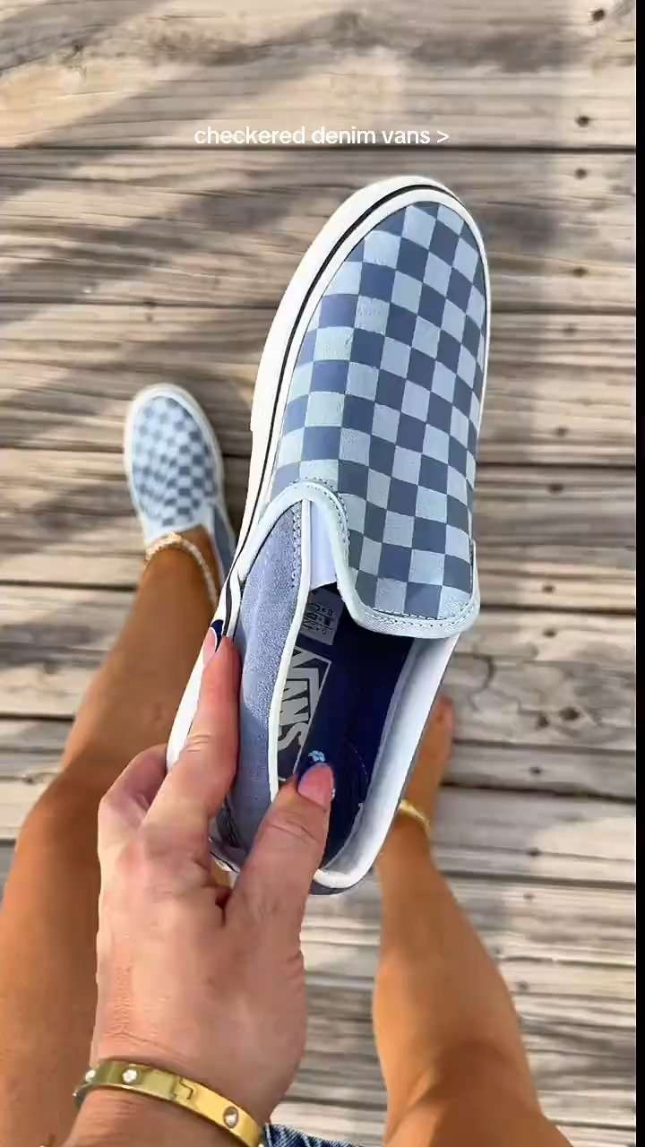 Checkered denim vans 💙 #vans #vansshoes #sliponvans #checkeredvans #ad @vans  

 #LTKootd #LTKWorkwear #LTKTravel