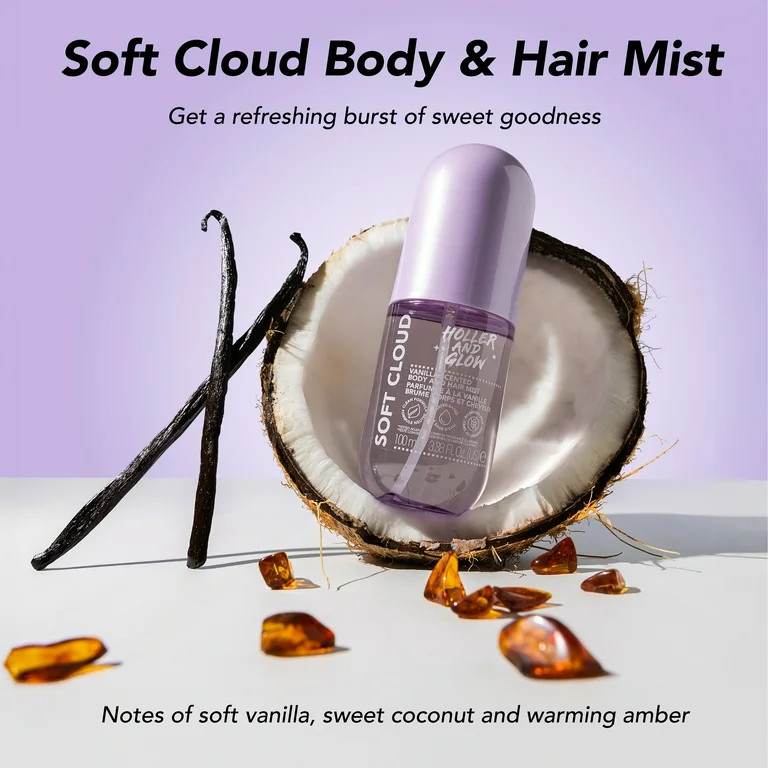 Holler and Glow Soft Cloud Body & Hair Mist, Sweet Scented, Water Based, 3.38 Fl Oz | Walmart (US)