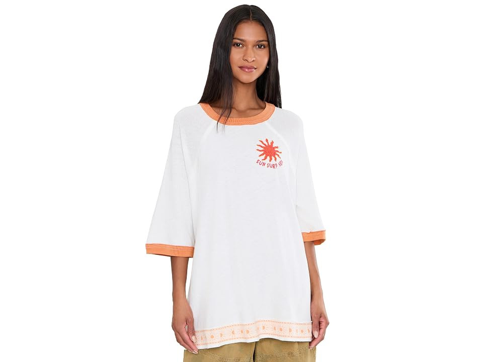 Free People Giulia T-Shirts Women's Clothing Summer Cream Combo: LG (Women's 12-14), Cotton | Zappos.com