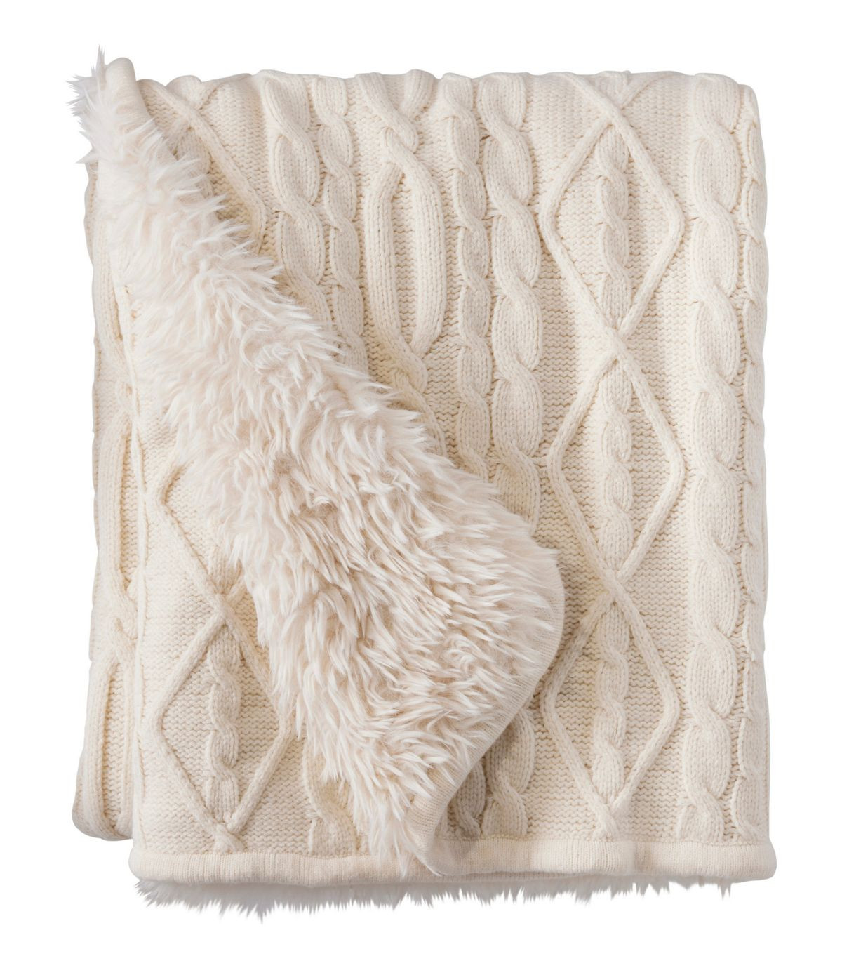 1912 Heritage Knit Faux Fur Throw, Cable | L.L. Bean