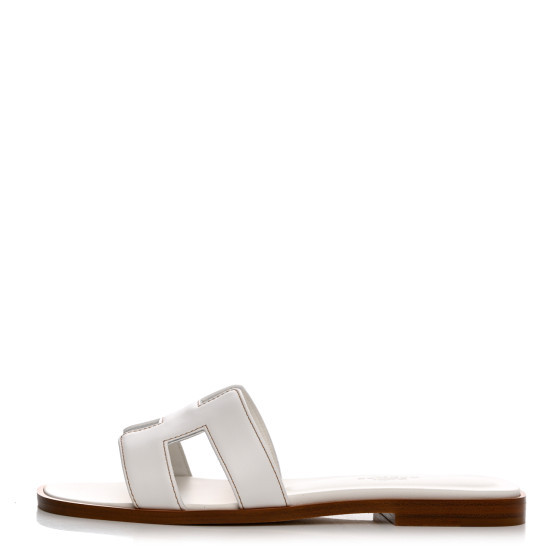 HERMES Box Calfskin Oran Sandals 35 White | FASHIONPHILE (US)