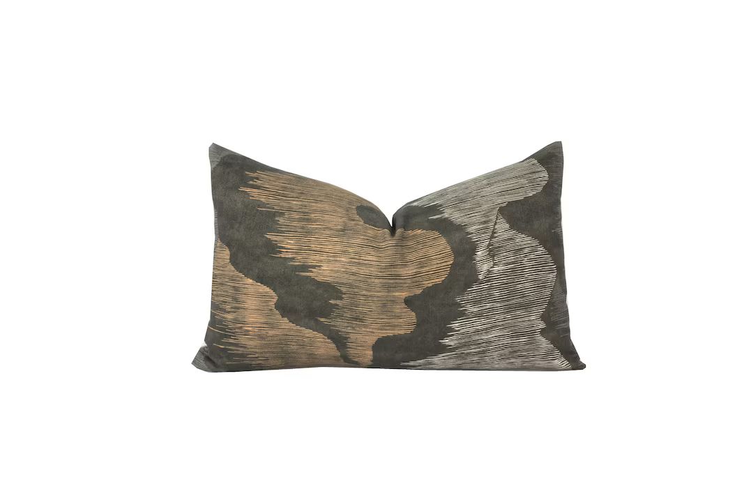 Cascadia Noir Lumbar Pillow Cover Multiple Sizes Charcoal, Black, Camel Tones Kelly Wearstler 1 o... | Etsy (US)